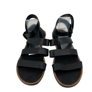 Vince Black Vero Cucio Flat Ankle Buckle Sandals Size 10 Women's